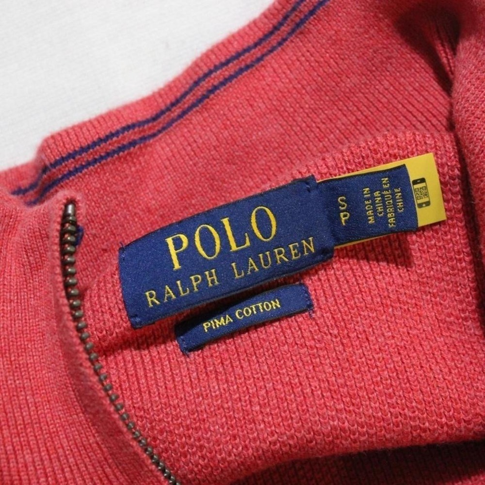 Mens Y2K Style Preppy Professional Polo Ralph Lauren Pink 1/4 Zip Sweater - Picture 4 of 8